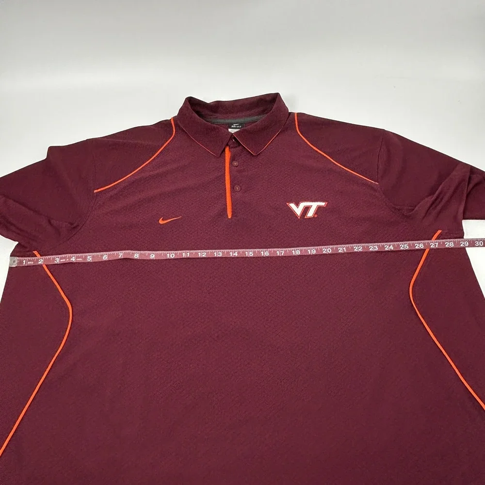 Virginia Tech Hokies Shirt Men's 3XL Maroon‎ Nike Dri-Fit VT Short Sleeve Polo